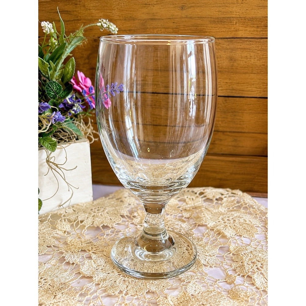 Set of 4 French Country Bistro Goblets Heavy Stemmed Wine/ Water Glasses 7.5"
